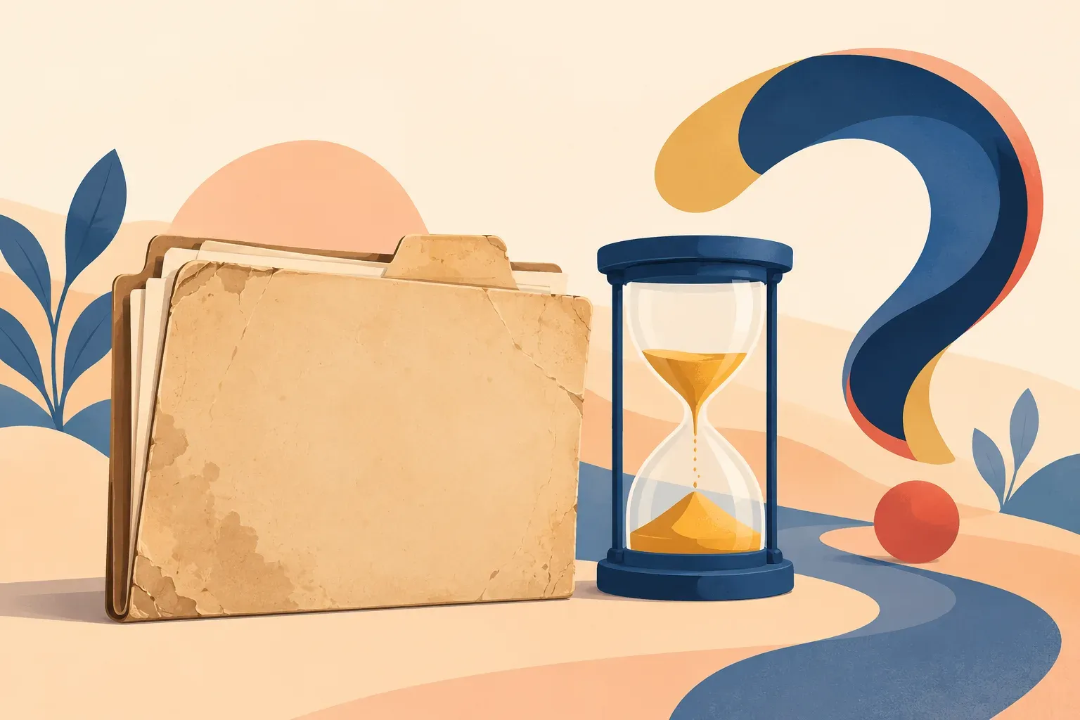 Illustrated aging credit card statement beside a clock and calendar